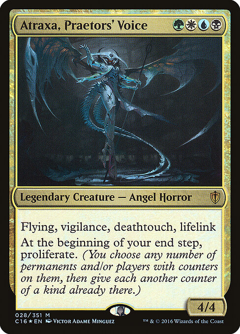 Atraxa, Praetors’ Voice, Commander 2016, illustrated by Victor Adame Minguez.